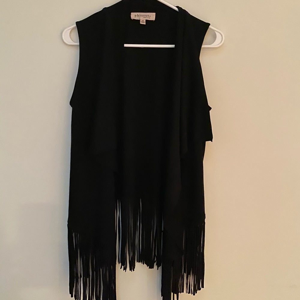 Philosophy faux suede women’s vest with fringe XS
